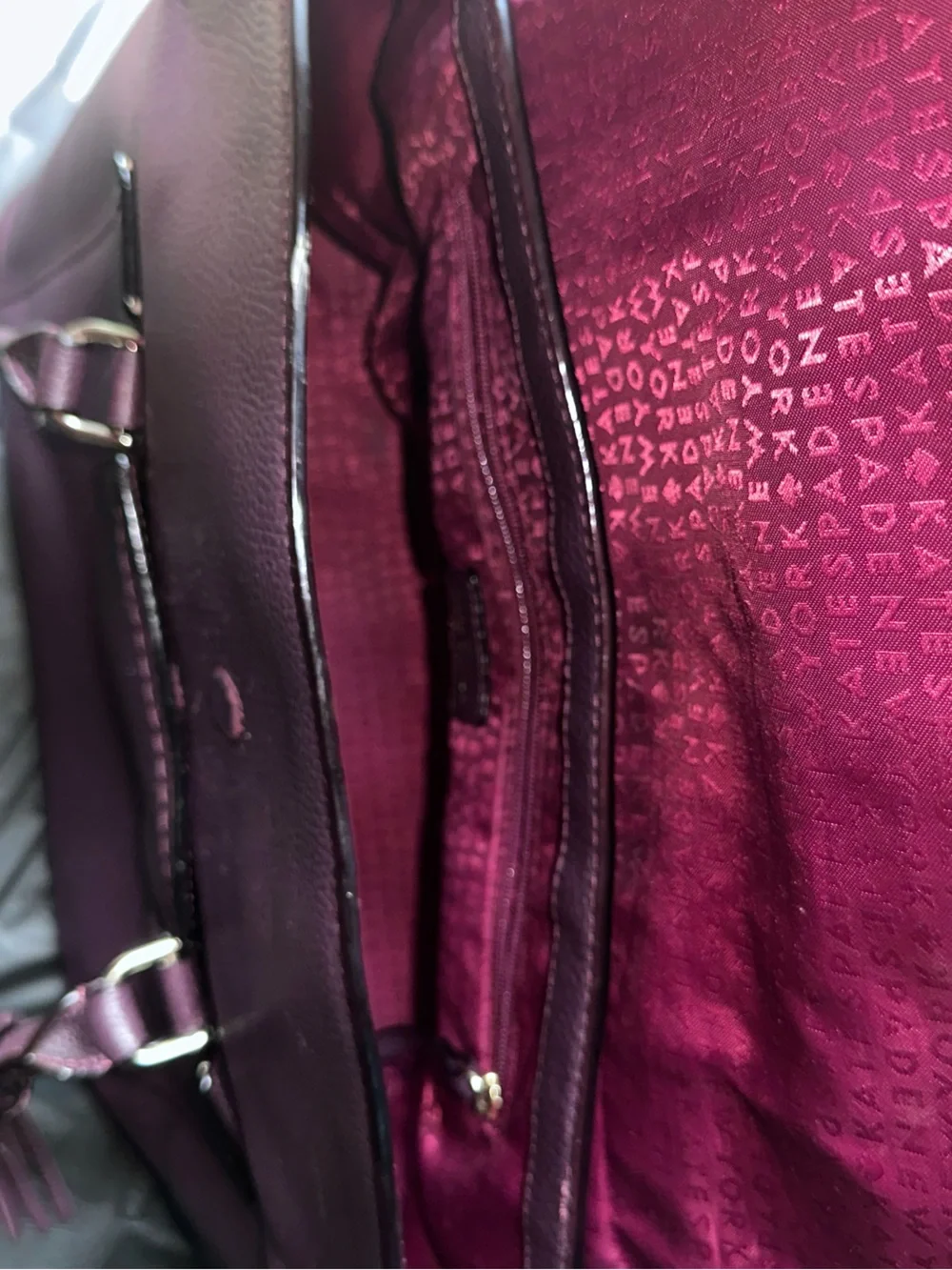 kate spade Plum Pebbled Leather Satchel with Tassel